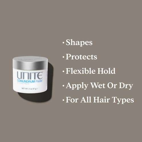UNITE Hair - CONUNDRUM Paste - 3-in-1 Wax, Paste & Cream for Flexible Hold, Texture, and Natural Finish - Ideal for All Hair Types, 2 oz 3