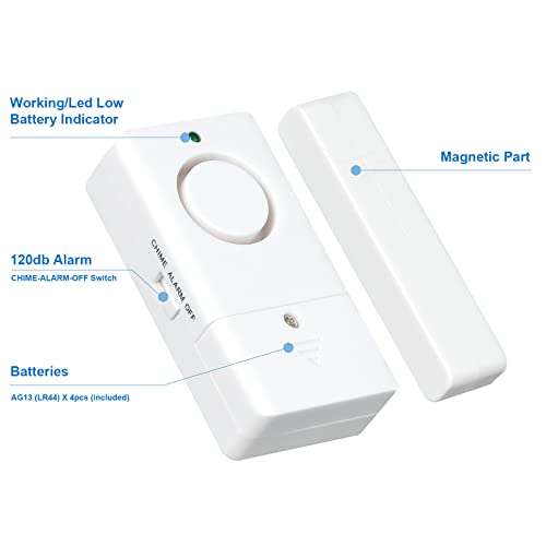 Window Door Alarm for Kids Personal Home Security Alarms with Chime for House, RV, Office, Business Safe (8Pack) 2