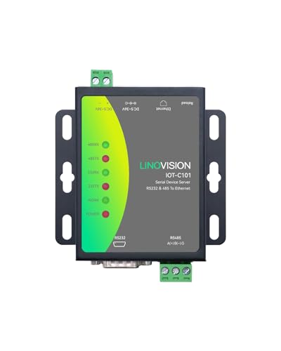 LINOVISION Dual Ports Serial Server, RS485 and RS232 to Ethernet Convertor, Modbus RTU/TCP Conversion, RS485 and RS232 to RJ45 Convertor, Processor Upgraded 1