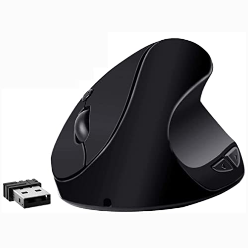 Wirless Vertical Mouse，Rechargeable 2.4G Ergonomic Mouse, Silent Mice 2.4G Optical USB Mouse，DPI 1000/1200/1600,6 Buttons for PC, Desktop, Laptop-Black … 1