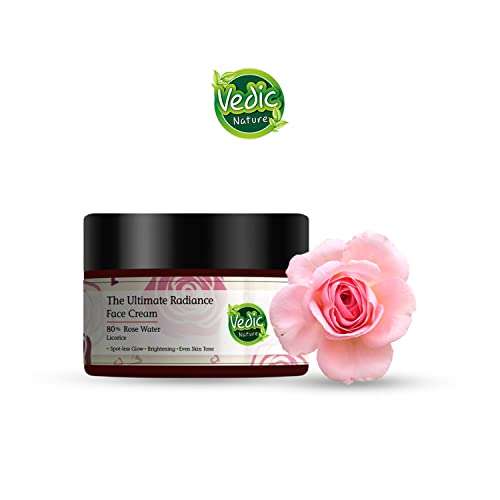 Vedic Nature | Floral & Fruit Water Based Beauty I Ultimate Radiance Face Cream | 80% Rose Petal Extract | Licorice for Spotless Glowing Skin | Anti-wrinkle | Depigmentation | 50 ml 6