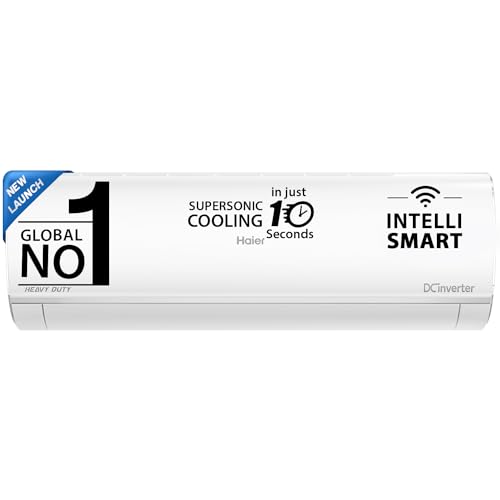 Haier 1.5 Ton 3 Star Triple Inverter Intelli Smart Split AC (Copper, 7 in 1 Convertible, Anti Bacterial Filter, Cools at 60°C Temp, 20 Mtrs Air Throw - HSU50K-PYFW3BN-INV,White,2024 Model) 1