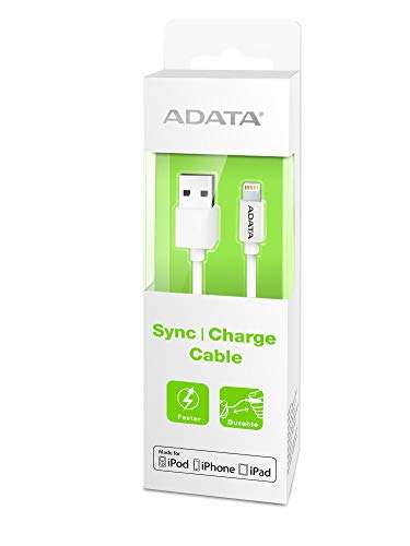 AData 1m (100cm) Lightning USB Cable for Apple iPhone/iPad - White 3