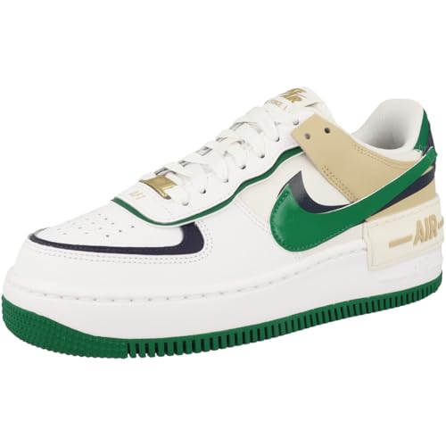 NIKE Air Force 1 Shadow Women's Shoes, White Malachite Sesame Midnight Navy, 7.5 4