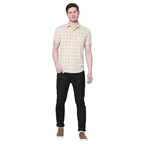 Mufti Men's Checkered Slim Fit Shirt (MFS-10569-J-WHITE- White Khaki XL) 6