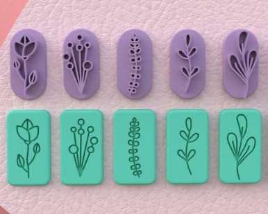 Polymer Clay Earing Stamp, Plants and Flower Designs, Clay Earing Making Tools, Clay jwellery, DIY, Set 5 pcs 1
