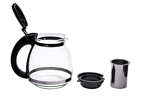 CROCKERI Carafe Flame Proof Glass Kettle Teapot with Strainer/Stainless Steel Infuser | Microwave & Gas Safe (1500 ML) 2