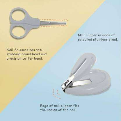 Little Fingers 4-in-1 Baby Grooming Kit/Nailcare kit for Newborn- Healthcare Daily Hygiene Set- Pack of 1 (Different Colors Available) (Yellow) 4