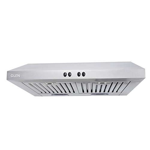 Glen 60 cm 1000 m3/hr Pyramid Chimney With 7 years warranty on Product, Baffle Filters Push buttons (6001 SS, Silver) 1