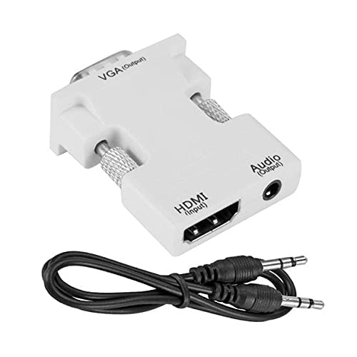 RuhZa HDMI to VGA Adapter Converter with 3.5mm Stereo Audio, Active Female HDMI to VGA Male 1080p Video Dongle Adaptor Comaptible with Laptop PC PS3 Xbox STB Blu-ray DVD TV Stick Roku 1