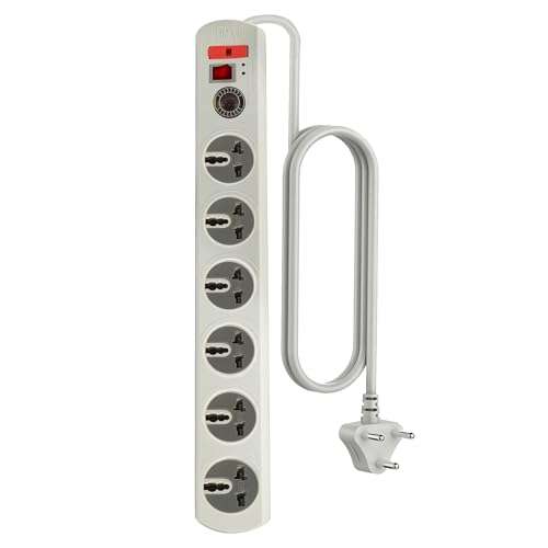 MX 180° Rotatable 6 Way Output Universal Socket with Spike Guard Surge Protector, Master Switch, Fuse, LED Indicator Extension Board, 3 Meter 2