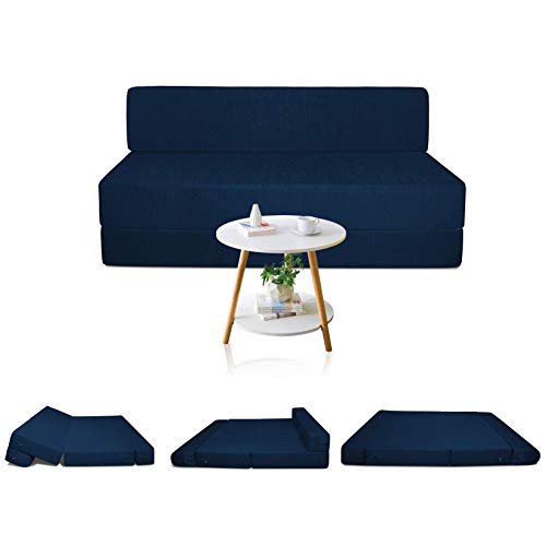 Urban Decor Three Seater Folding Sofa Cum Bed -Folding Out Mechanism - Comfortable for Guest and Kids- | 5' X 6' Feet, Blue 1