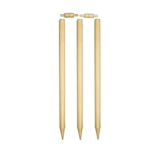 Wooden Cricket Stumps Set (Pack of 3 Wicket, 2 BAILS and 1 Base) 3