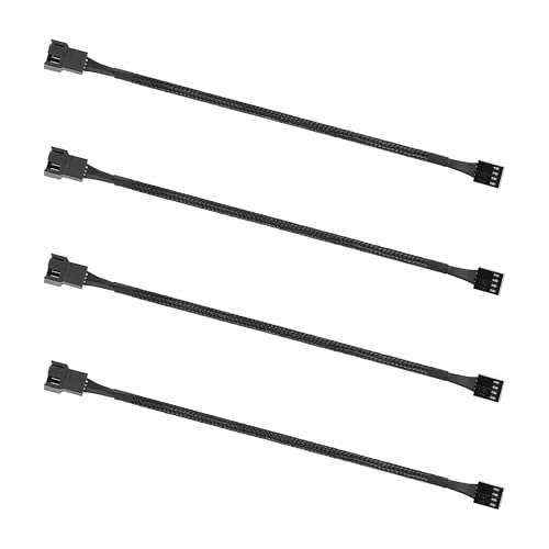 PWM 4 Pin Fan Extension Cable 4-Pack，12 Inches PC Fan Extension Cable, Black 1