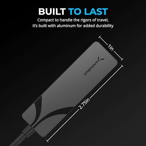 SABRENT USB-C to 5G Ethernet Adapter – 5GbE Optimized, USB 3.1 Gen 1+ Required, Clear Compatibility, Aluminum Body, Plug-and-Play for Data-Capable USB-C Devices (NT-C5GA) 5