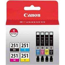 Canon CLI-251 BK/CMY 4PK Compatible to MG6320, iP7220, MG5420, MX922, MG7120, MG6420, MG5520, iX6820, iP8720, MG7520, MG6620, MG5620 5