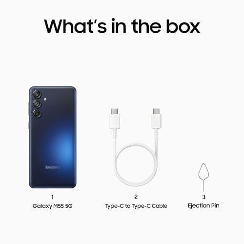 Samsung Galaxy M55 5G (Denim Black,8GB RAM,256GB Storage) | 50MP Triple Cam| 5000mAh Battery| Snapdragon 7 Gen 1 | 4 Gen. OS Upgrade & 5 Year Security Update| Super AMOLED+ Display| Without Charger 6