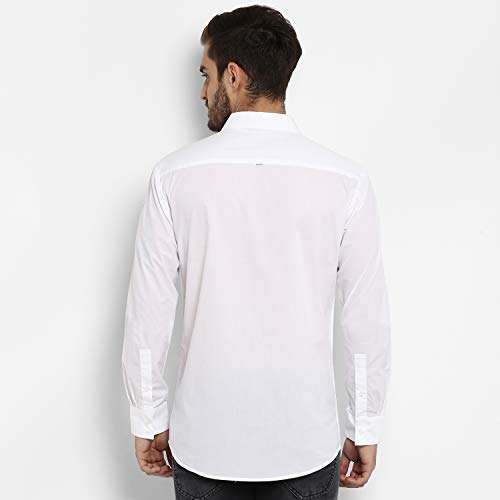 Mufti Men's Solid Slim fit Casual Shirt (MFS-9984-H_White 2XL) 3