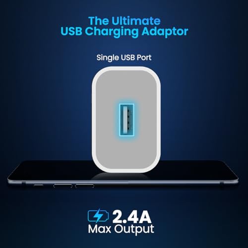 Portronics Adapto 12 2.4A 12W Fast Wall Charger for iPhone 11/Xs/XS Max/XR/X/8/7/6/Plus, iPad Pro/Air 2/Mini 3/Mini 4, Samsung S4/S5, and More(White) 3