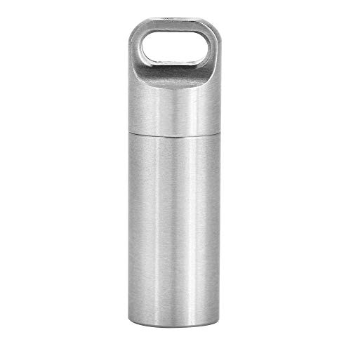Waterproof Pill Box, Airtight Pill Case Keychain Pill Holder Pill Fob Capsule Keychain, EDC Accessory Bottle Match Case Battery Holder, Outdoor Survival Storage Stainless Steel Container Dry Box(S) 5