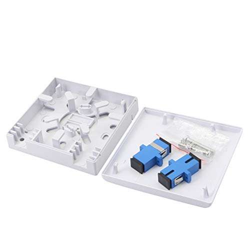 GELRHONR FTTH Fiber Panel Box Enclosure, 2 Core Fiber Optic Terminal Distribution Junction Box Double-Port SC/UPC Type Panel Box ABS Plastic Outdoor Waterproof Dustproof DIY Case 2