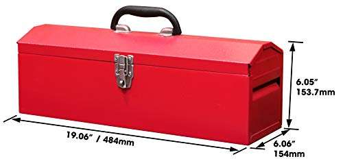 BIG RED TB101 Torin 19" Hip Roof Style Portable Steel Tool Box with Metal Latch Closure and Removable Storage Tray, Red, 19.1" x 6.1" x 6.5" 2