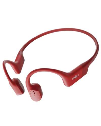 SHOKZ OpenRun - On Ear Bluetooth Bone Conduction Sport Headphones - Sweat Resistant Wireless Earphones for Workouts and Running - Built-in Mic, with Headband(Red) 1