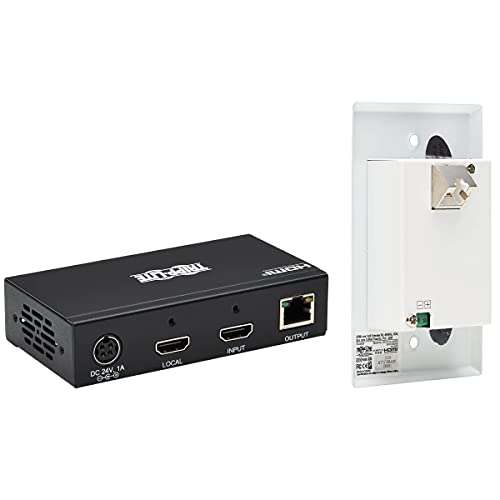 Tripp Lite HDMI Over Ethernet Cat6 Extender Kit with Wall Plate Receiver - Up to 230 feet or 70.1 Meters - 4K 60Hz Video, 4:4:4, HDR PoC, TAA Compliant (B127A-1A1-BHFH) 5