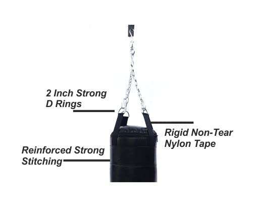 Prospo Synthetic Leather Heavy Bag with Chain and Hand-wrap, Boxing Wraps, Boxing Bag, Boxing Kit, Boxing Kit for Men, Boxing Heavy Punching Bag Filled, Boxing Heavy Bag Filled, Boxing Kit for Kids, Boxing Kit with Chain and Handwrap 108 Inch (24 Inch Filled) 3