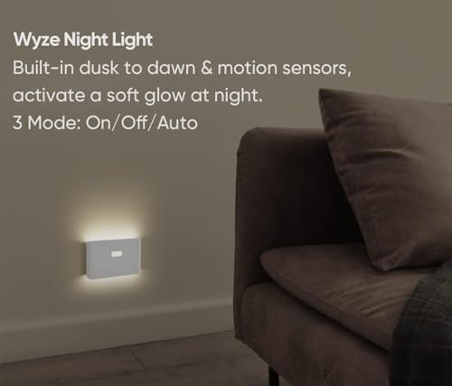 WYZE Rechargeable Night Lights with Dusk to Dawn & Motion Sensors, Warm & Soft White Stair Lights for Bathroom, Hallway, Linkable, Magnetic Mount, 3 Pack 2