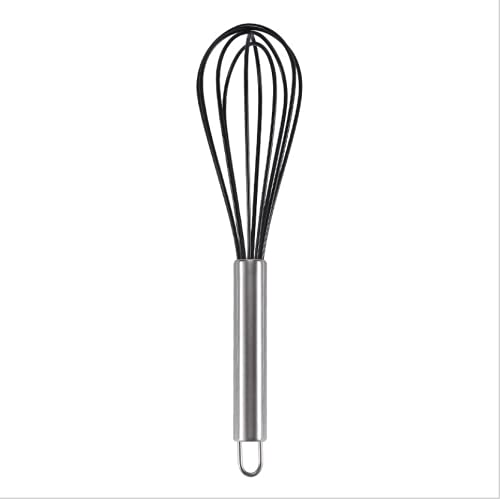 Stainless Steel Premium 10-Inch Silicone Flat Whisk (Black) 1