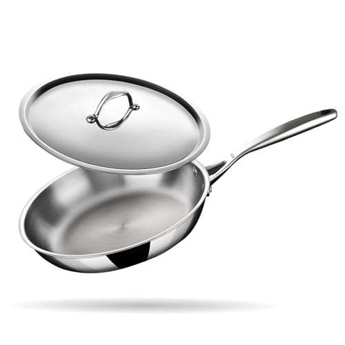 Stahl Artisan Triply Stainless Steel Fry Pan with Lid, Induction & Gas Stove Compatible Frying Pan, Omelette Pan, Egg Pan, 1.1 L, 20 cm 1