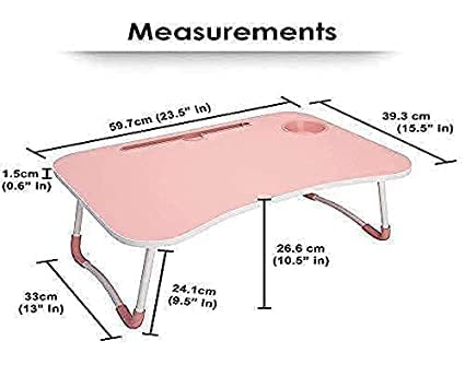 Technovibes Laptop Desk for Study and Reading with Foldable Non-Slip Legs Reading Table Tray, Laptop Stands, Laptop Desk,Foldable Study Laptop Table,Table (Pink) 3
