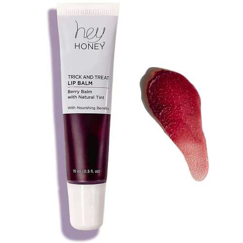 Hey Honey Skincare Trick and Treat Honey Berry Plumping Lip Balm | 2 In 1 Natural Tint with Hydrating & Moisturizing Properties | Targeting Your Lips Area Wrinkles | 0.5 oz (Honey Berry) 1