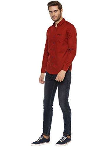 Mufti Men's Checkered Slim Fit Casual Shirt (MFS-9427-G-10-RUST-L_Brown_L) 2