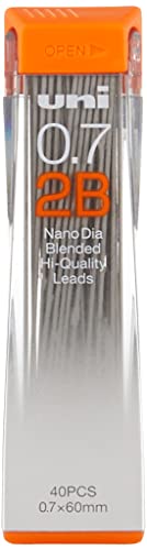 uni Mechanical Pencil Lead, Nano Dia, 0.7mm, 2B (U07202ND2B)