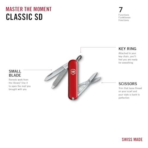 Victorinox Swiss Army Classic SD Pocket Knife, Red 2