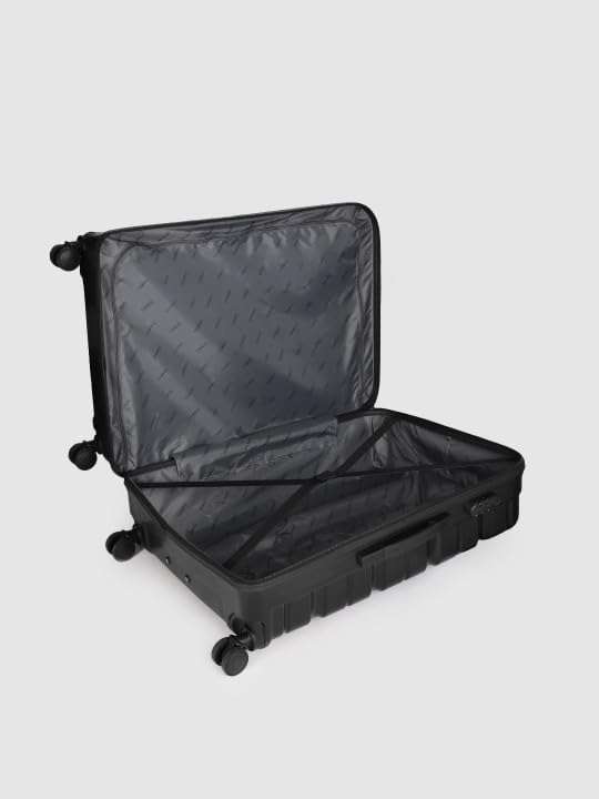 Teakwood Small-Medium-Large 8 Wheels Trolley Bag, Hard Cabin with Zipper Closure, Adjustable Push Button & Cross Side Strap, TSA Lock System 360 Degree (Set of 3, Black) 5