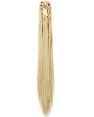 21 -Inch Straight, Bleach Blonde-Straight: Haironline Hair Extensions Ponytail 18"21" One Piece Claw Jaw Pony Tail Clip In Hair Extensions Curly Long Straight Soft Silky Bleach B 3