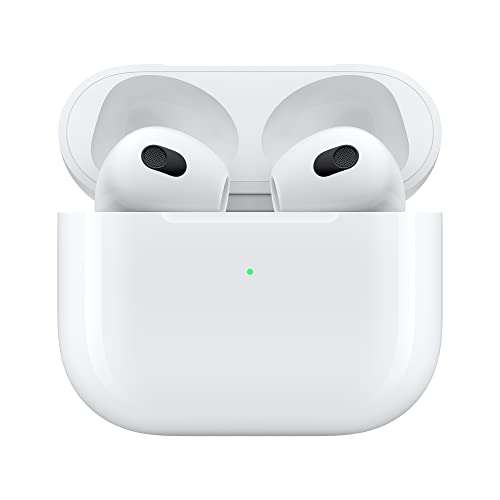 Apple AirPods (3rd Generation) Wireless Ear Buds, Bluetooth Headphones, Personalized Spatial Audio, Sweat and Water Resistant, Lightning Charging Case Included, Up to 30 Hours of Battery Life 3