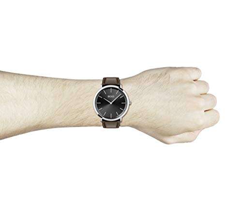 Hugo Boss Leather Skyliner Analog Black Dial Men Watch-1513829, Brown Band 4