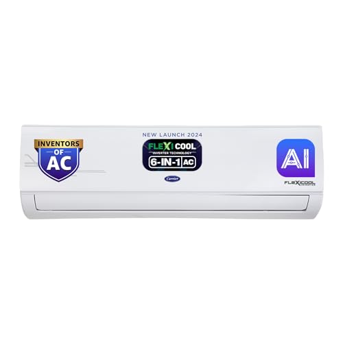 Carrier 1.5 Ton 5 Star AI Flexicool Inverter Split AC (Copper, Convertible 6-in-1 Cooling,Dual Filtration with HD & PM 2.5 Filter, Auto Cleanser, 2024 Model,ESTER PRO Exi, CAI18ES5R34F1,White) 1