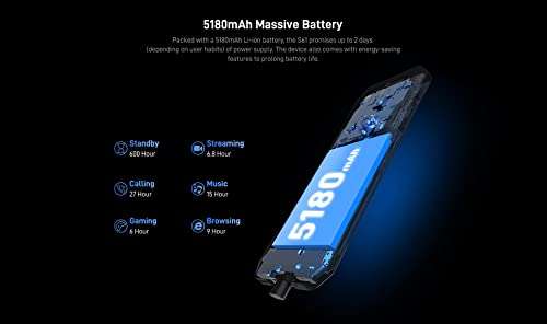 DOOGEE S61 Rugged Smartphone - 2022 Android 12 Rugged Phone - 20MP Night Vision Camera - 6GB+64GB - IP68 Waterproof Unlocked Cell Phone Outdoor- 5180mAh Battery - 6.0" IPS HD- Dual SIM 4G (Kevlar) 5