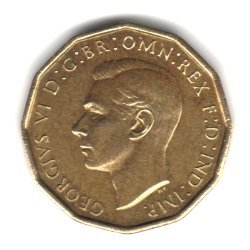 1943 Great Britain U.K. England Three Pence Coin KM#849 2