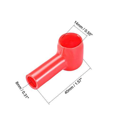 uxcell Battery Terminal Insulating Rubber Protector Covers for 14mm Terminal 8mm Cable Red Black 5 Pairs 2