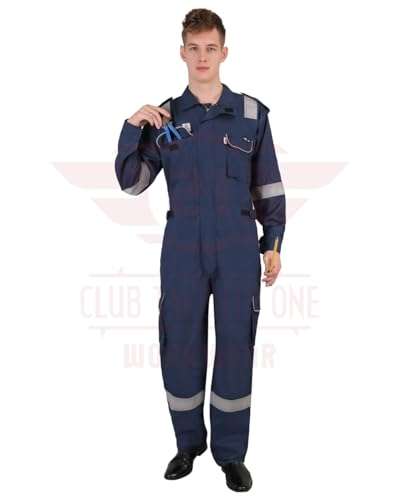 CLUB TWENTY ONE Inherent Fire Resistant Aramid 93/5/2 Premium IFR Coverall Suit for Men, Workwear FR Suit (Size - Large) Color - Royal Blue 4