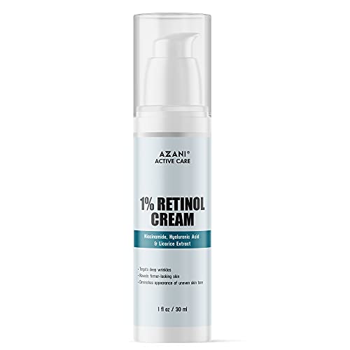 Azani 1% Retinol Cream| Uneven skin tone, Anti Aging, Fine Lines & Wrinkles, Dullness, Pores |Niacinamide & Hyaluronic Acid|Deep Moisturiser & Anti-wrinkle Cream, Women & Men-30ml 1
