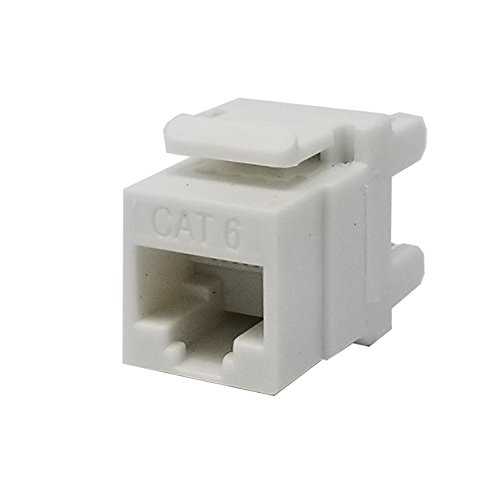 LOGICO 25 Pack lot Keystone Jack Cat6 White Network Ethernet 110 Punchdown 8P8C 180° 1