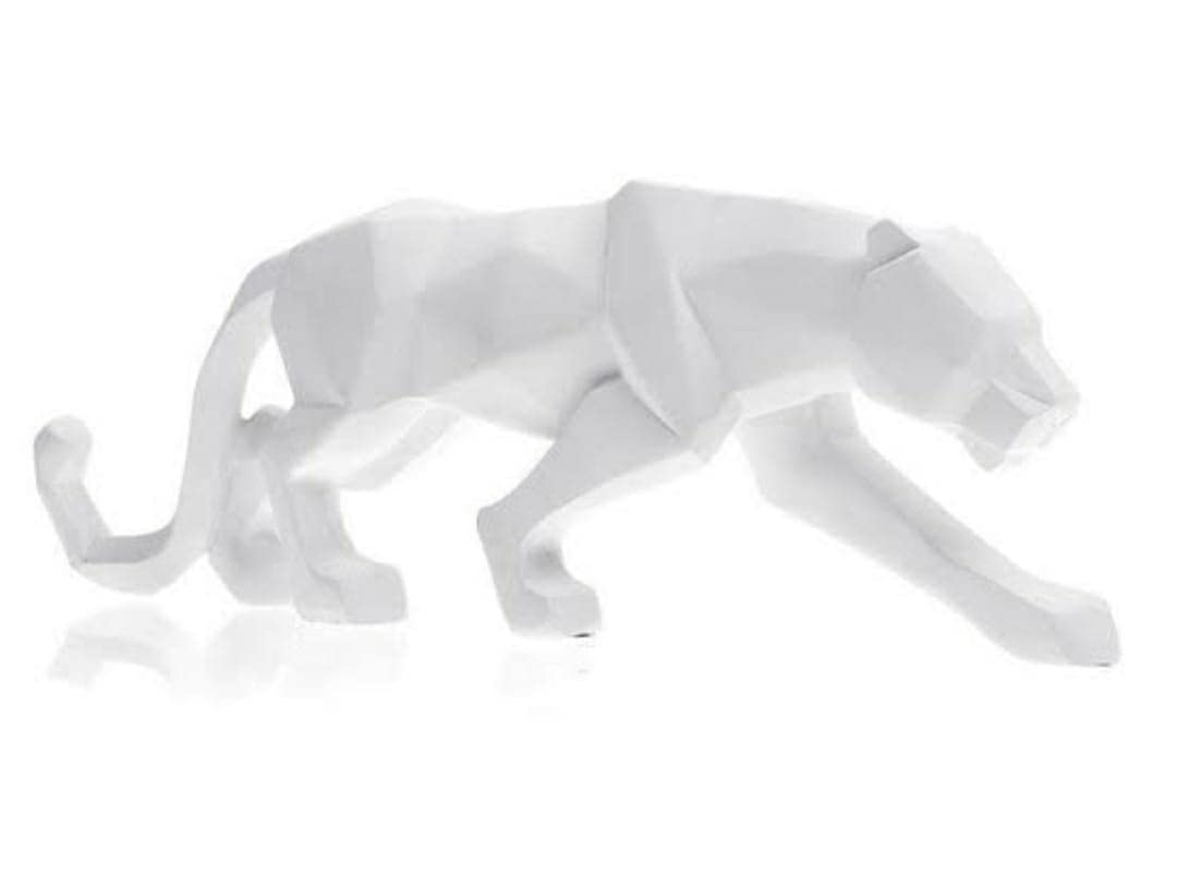 ZART Panther/Cheetah/Jaguar Showpiece/Leopard Resin Animal Showpiece for Home Décor Showpiece & Living Room Gift Item (White) 5