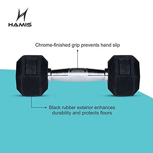 Hamis Dumbbells , Black Hex Dumbbell Set , 1 Pair of 10 Kg Dumbbells Set ( 10Kg x 2 =20Kg ) 6